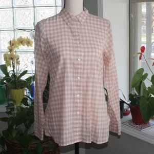 SHIRT EUC PEACH GINGHAM CHECK PLAID J CREW SZ 6